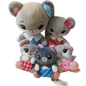Tiny Tukkins Lot Of 5 Mouse Plush Little Stuffed Animals Mom and Babies